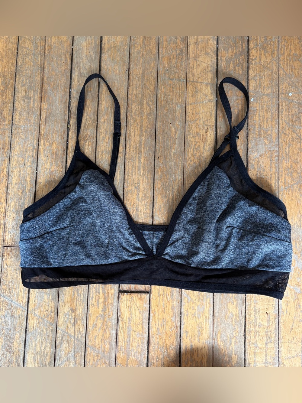 Garage Black and Heather Gray Mesh Bralette Size Medium